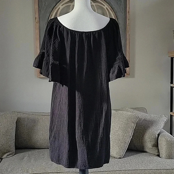 Maternal America Gauzy Cotton Maternity Womens‎ Dress Size Medium Black Dress - Picture 5 of 10